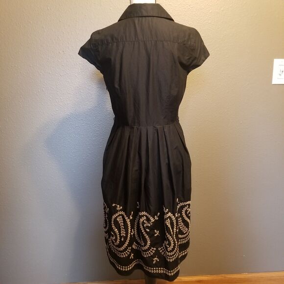 Talbots Dress 4P Petite Eyelet Lace Paisley Fit & Flare Button Front Preppy Boho - Picture 6 of 9